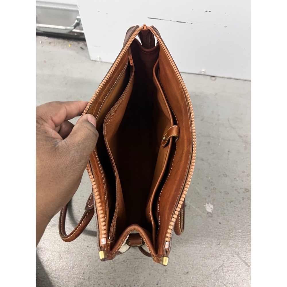 Vintage Dooney & Bourke All Weather Leather Purse Saddle Brown Pebbled‎ Beige - Picture 5 of 12